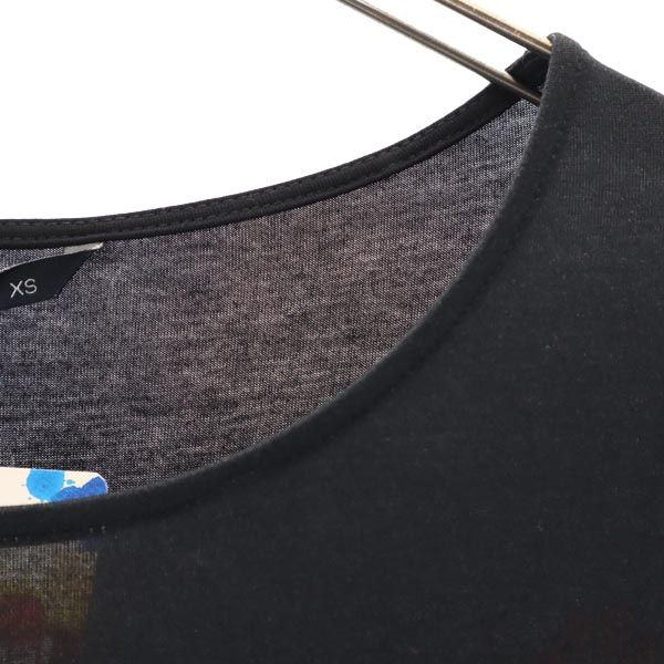 未使用 Desigual デジグアル ペイズリー柄 長袖 Tシャツ ワンピース XS 黒系 カットソー レディース