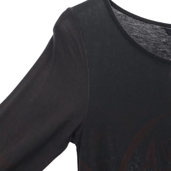 未使用 Desigual デジグアル ペイズリー柄 長袖 Tシャツ ワンピース XS 黒系 カットソー レディース