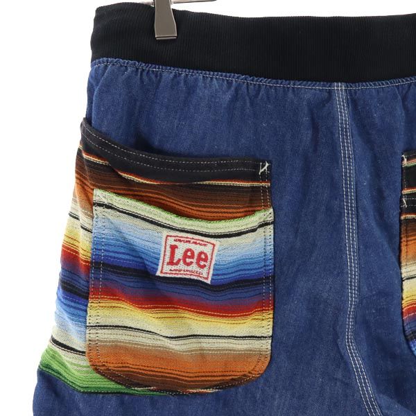リー 日本製 デニムショートパンツ w34 ネイビー系 Lee ウエストゴム メンズ