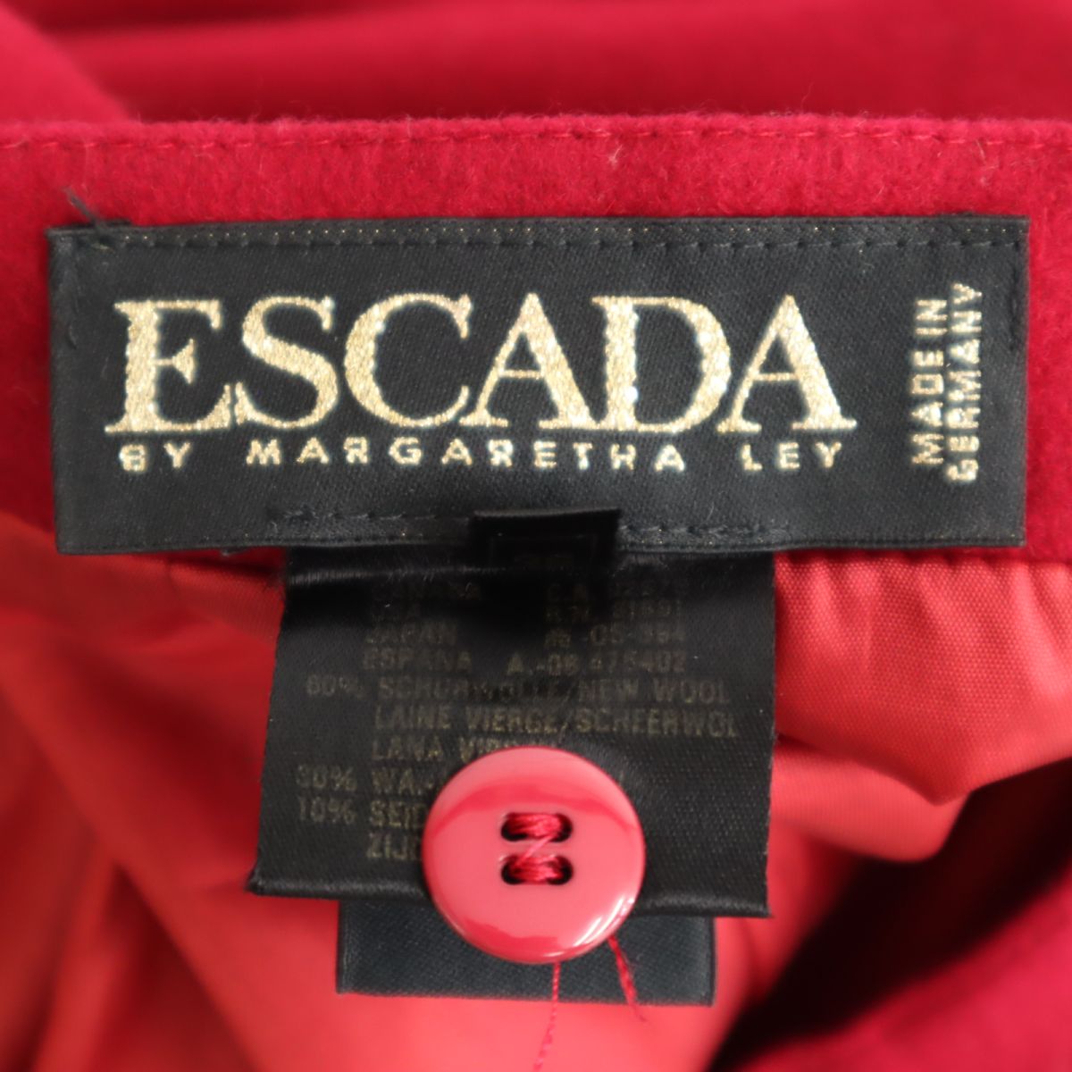 ESCADA エスカーダ ウールブレンド ミディ丈 台形 スカート 38 赤 レディース