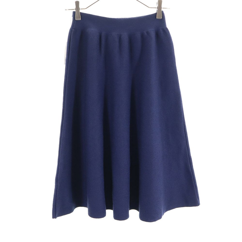 未使用 BARNEYS NEWYORK バニーズニューヨーク ウールブレンド ミディ丈 ニット スカート 38 ネイビー レディース