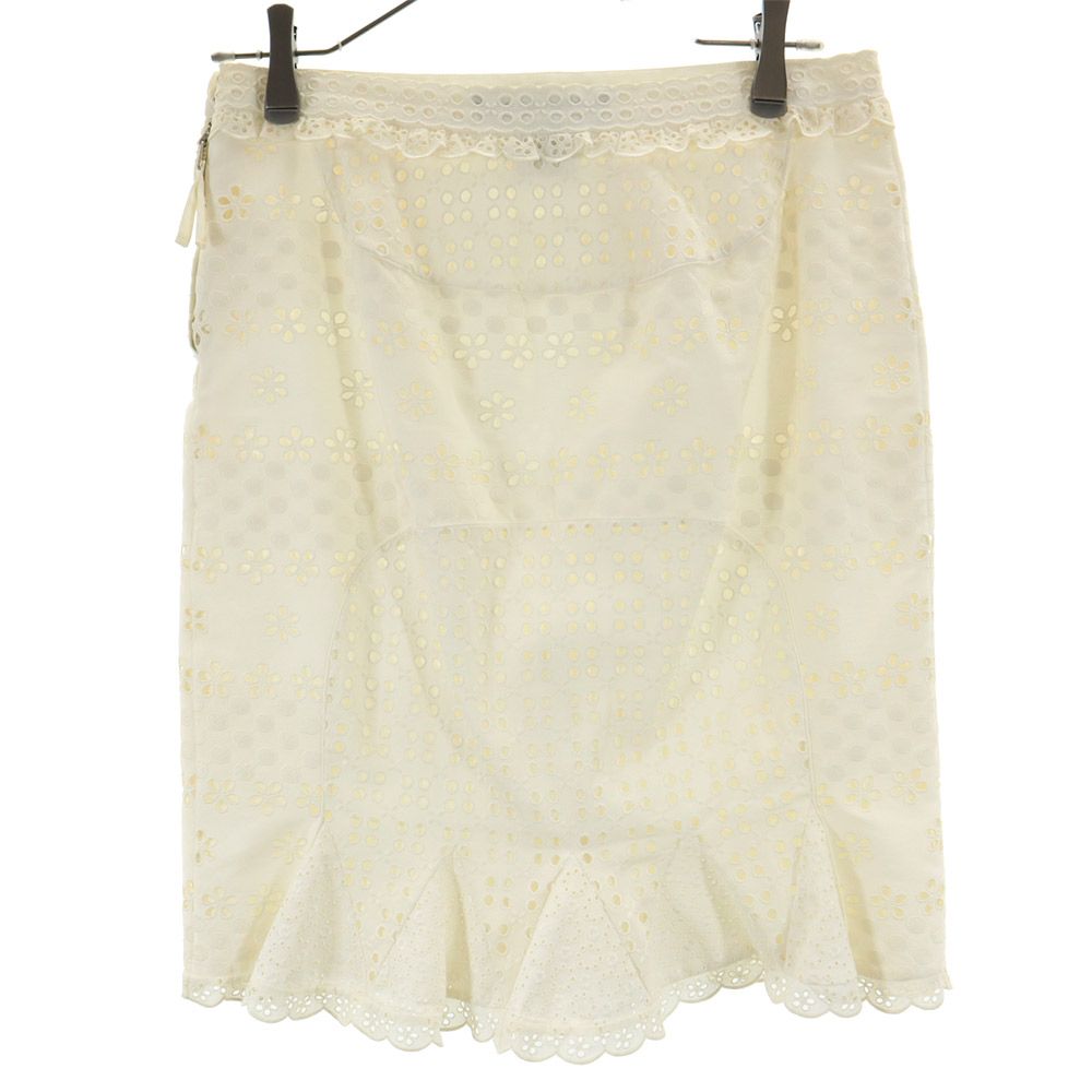 LOUIS VUITTON ルイヴィトン フランス製 ミディスカート 38 ホワイト系 レディース