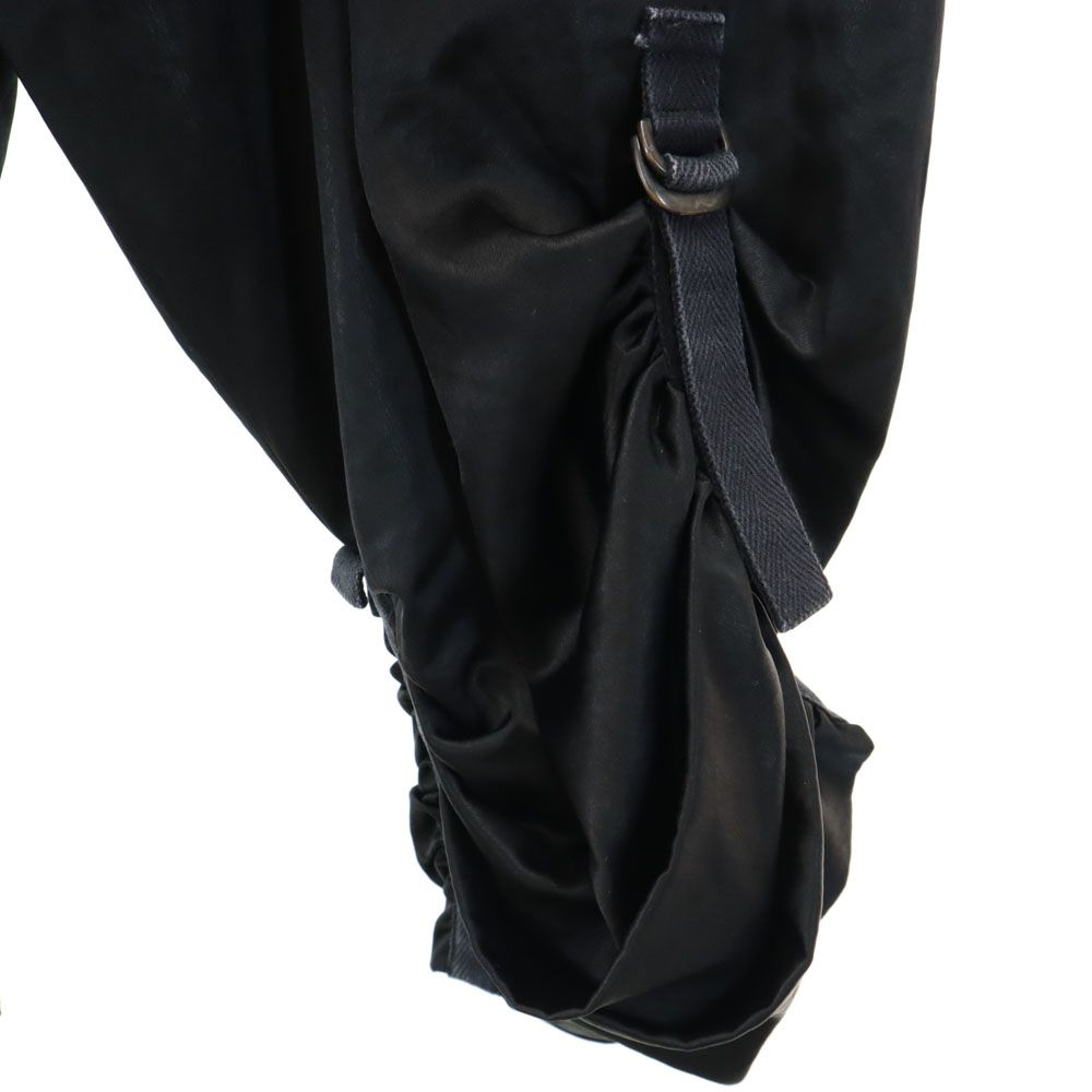 イッセイミヤケ 日本製 シャーリング クロップドパンツ 2 ブラック ISSEY MIYAKE レディース