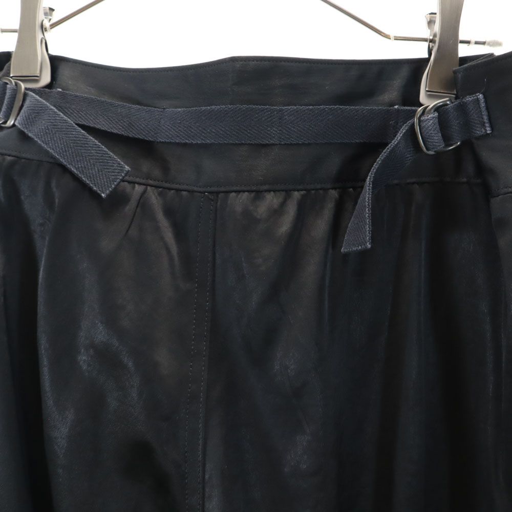 イッセイミヤケ 日本製 シャーリング クロップドパンツ 2 ブラック ISSEY MIYAKE レディース