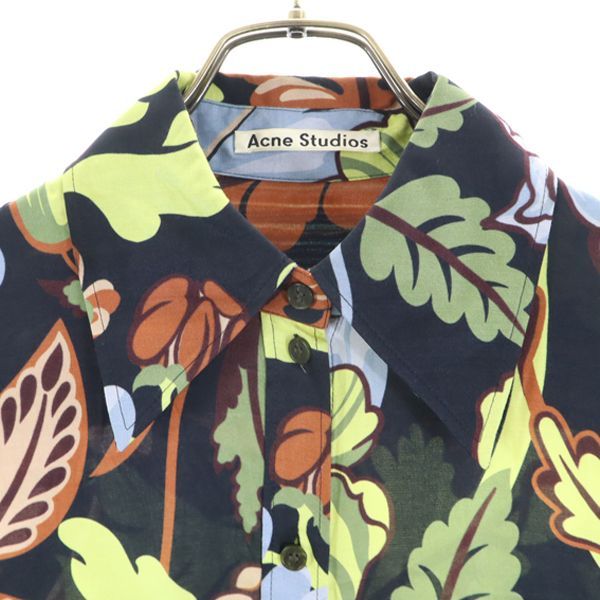 ACNE STUDIOS アクネストゥディオズ 総柄 長袖 シャツ 165/80A 紺 ブラウス レディース