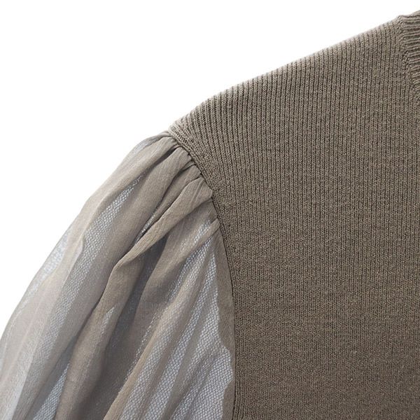 FRAY I.D フレイアイディー 長袖 シアー ニット F グレー カットソー レディース