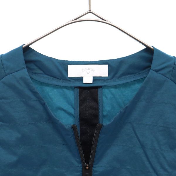 Callaway キャロウェイ ワンポイントプリント ゴルフ 中綿 ノーカラー ベスト LL ブルー コンパクト メンズ