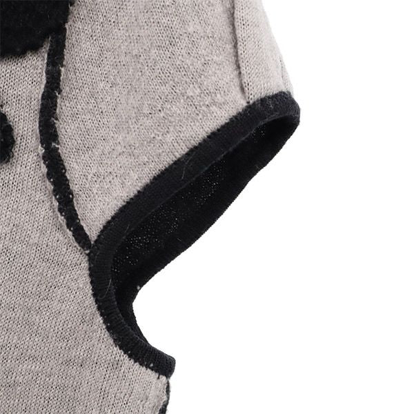 TOCCA トッカ ウール 花柄 半袖 ニット XS ブラック×ホワイト フレンチスリーブ セーター レディース