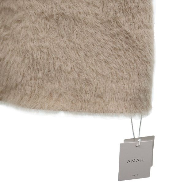 未使用 AMAIL アマイル 長袖 タートルネック シャギーニット セーター F ベージュ レディース