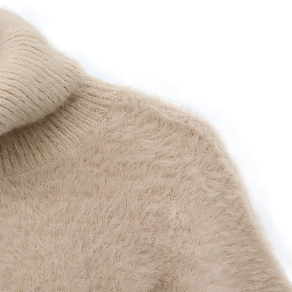 未使用 AMAIL アマイル 長袖 タートルネック シャギーニット セーター F ベージュ レディース