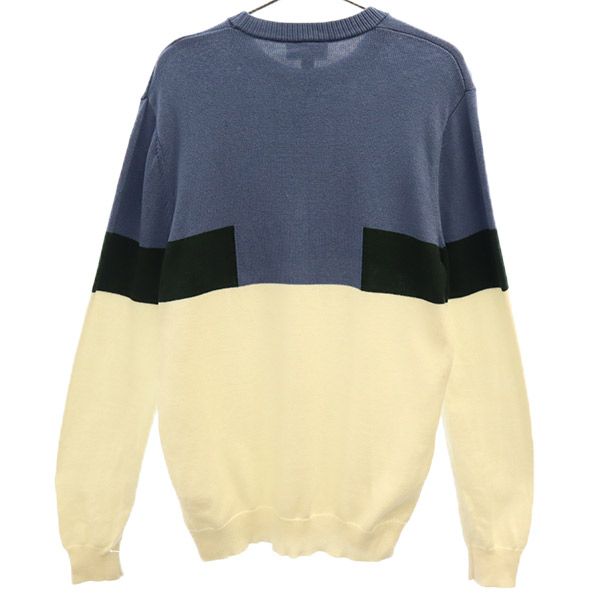 LACOSTE ラコステ 総柄 長袖 ニット S ブルー×ホワイト セーター メンズ