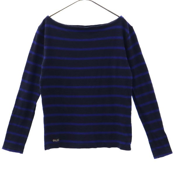 ポロラルフローレン ボーダー 長袖 ボートネック Tシャツ S ネイビー×ブルー POLO RALPH LAUREN カットソー レディース