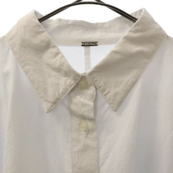 Mila Owen ミラオーウェン ワンポイント刺繍 長袖 変形パターンキャンペーン ロングシャツ F ホワイト ブラウス レディース