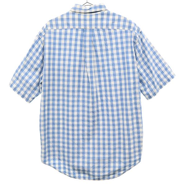 ラルフローレンジーンズ ギンガムチェック 半袖 ボタンダウンシャツ M ブルー×ホワイト RALPH LAUREN JEANS メンズ