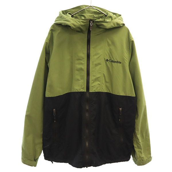 Columbia コロンビア ワンポイント刺繍 長袖 ナイロンジャケット M グリーン×ブラック アウトドア メンズ