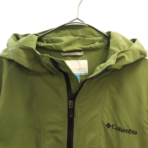 Columbia コロンビア ワンポイント刺繍 長袖 ナイロンジャケット M グリーン×ブラック アウトドア メンズ