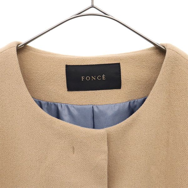 FONCE フォンセ ウールブレンド ノーカラーコート 36 キャメル レディース