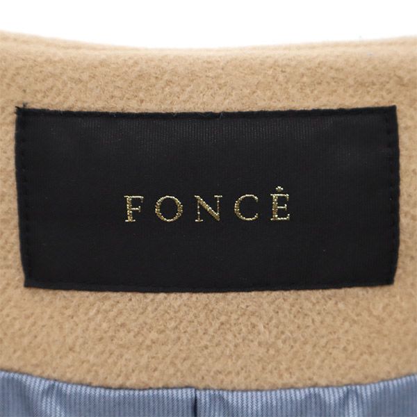 FONCE フォンセ ウールブレンド ノーカラーコート 36 キャメル レディース