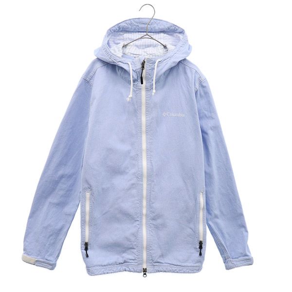 Columbia コロンビア ワンポイントロゴ刺繍 フーディー ジャケット L ブルー アウトドア ジップパーカー メンズ