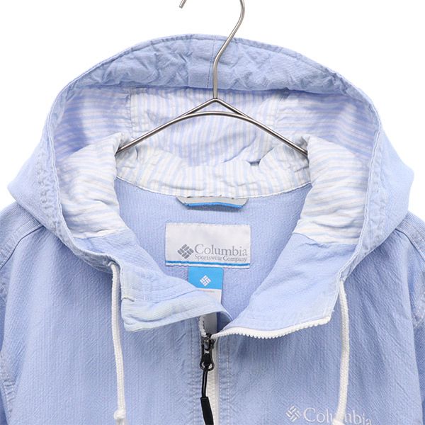 Columbia コロンビア ワンポイントロゴ刺繍 フーディー ジャケット L ブルー アウトドア ジップパーカー メンズ