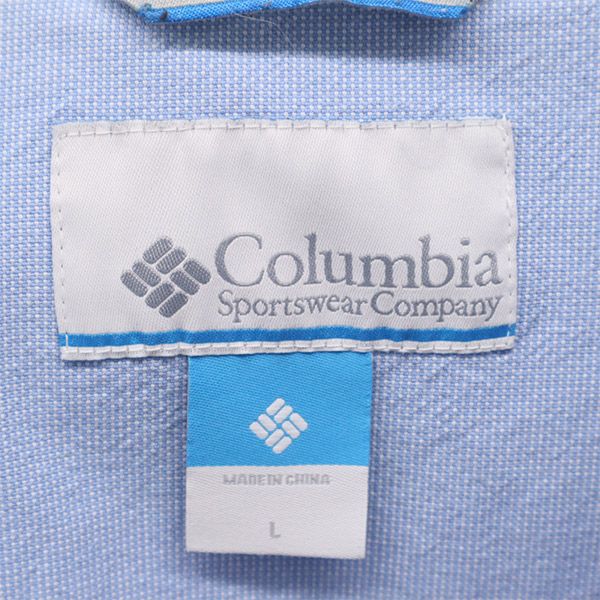 Columbia コロンビア ワンポイントロゴ刺繍 フーディー ジャケット L ブルー アウトドア ジップパーカー メンズ