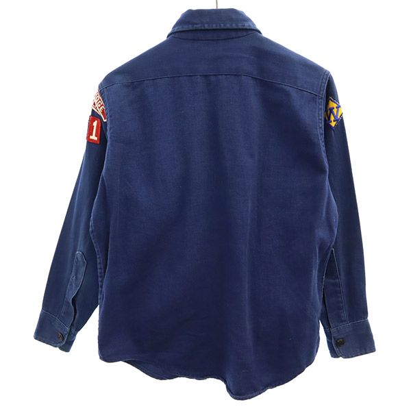ボーイスカウト 60s ワッペン 長袖 シャツ ブルー×ホワイト BOY SCOUTS OF AMERICA ヴィンテージ ビンテージ キッズ