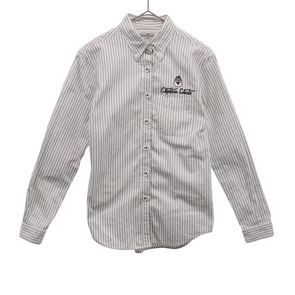 CAPTAIN SANTA キャプテンサンタ 日本製 ストライプ 長袖 ボタンダウンシャツ LADIES グレー×ホワイト レディース