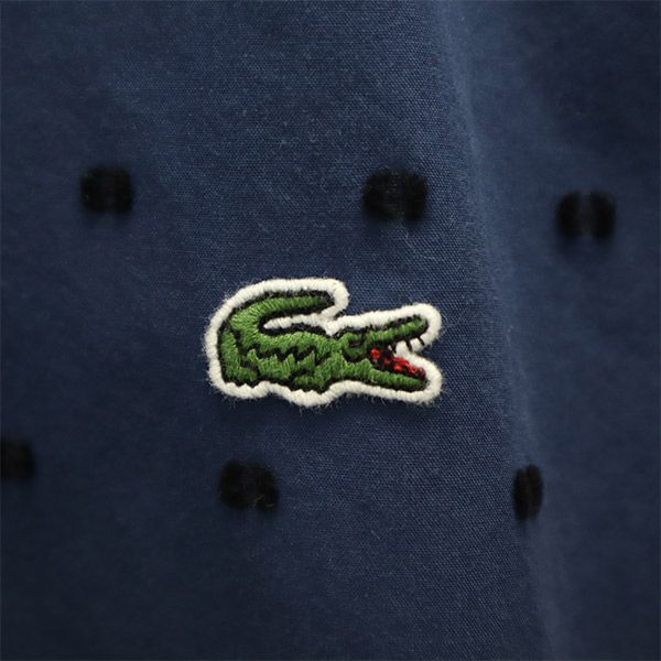 LACOSTE ラコステ 総柄 長袖 ボタンダウンシャツ 39 ブルー コットンシャツ メンズ