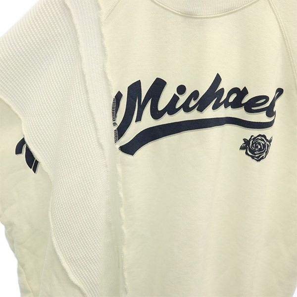 MICHAEL ミシェル 日本製 ロゴプリント 長袖 スウェット トレーナー S ホワイト メンズ