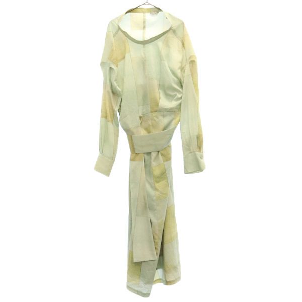 CLANE クラネ 総柄 長袖 デザイン ワンピース グリーン系 サイドジップ レディース