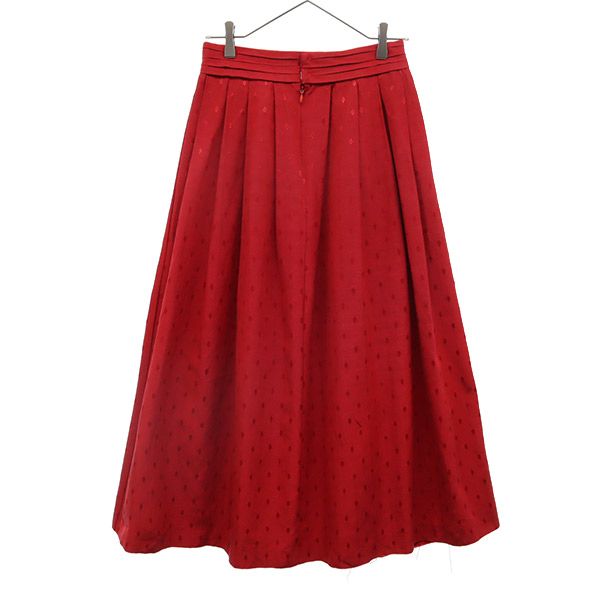 DARYLE ALEXANDER USA製 総柄 ロング丈 フレアスカート 10 レッド レディース