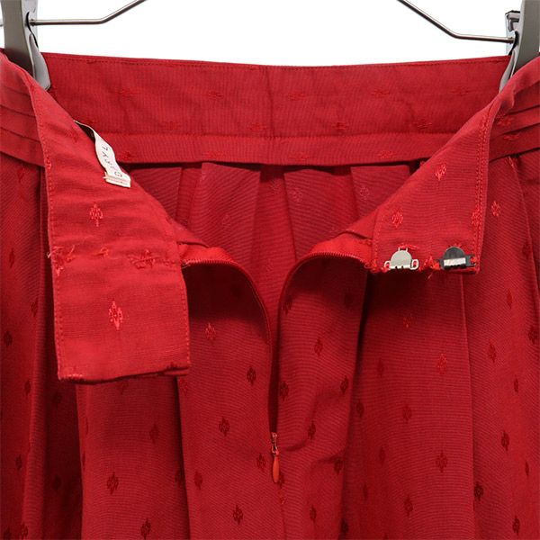 DARYLE ALEXANDER USA製 総柄 ロング丈 フレアスカート 10 レッド レディース