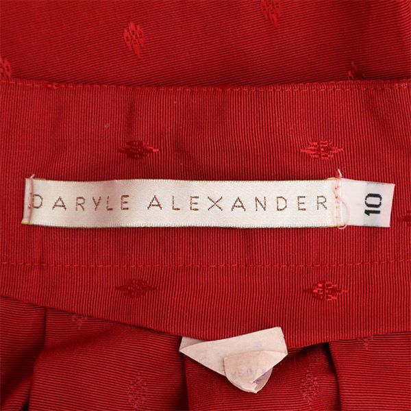 DARYLE ALEXANDER USA製 総柄 ロング丈 フレアスカート 10 レッド レディース