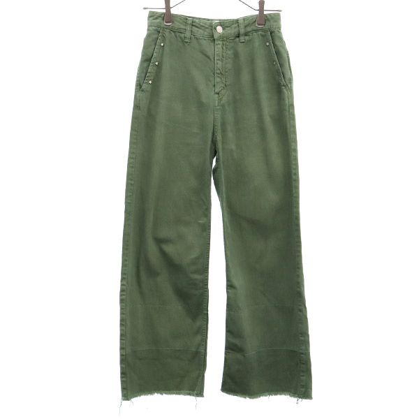 converse TOKYO コンバース トウキョウ 日本製 カットオフ ストレートデニムパンツ 2 カーキ レディース
