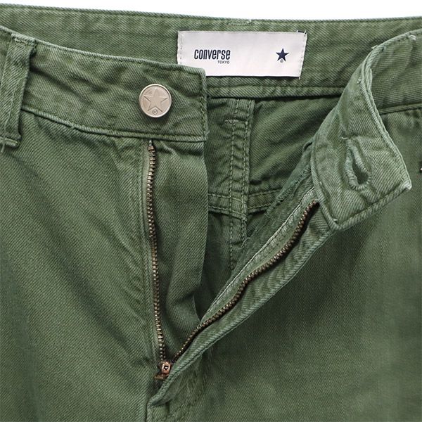 converse TOKYO コンバース トウキョウ 日本製 カットオフ ストレートデニムパンツ 2 カーキ レディース