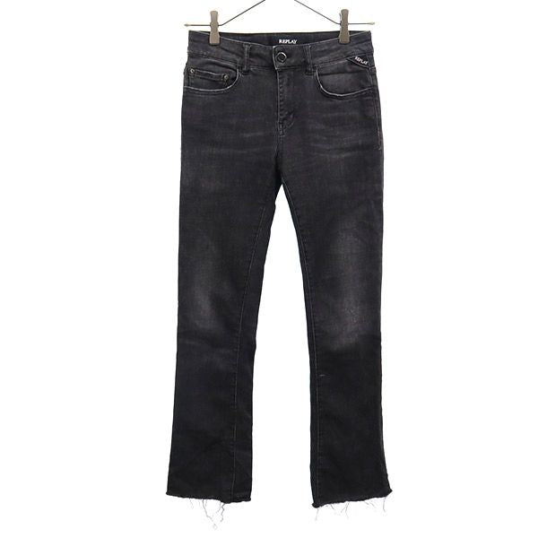 REPLAY リプレイ ブーツカットデニムパンツ W23 グレー カットオフ レディース