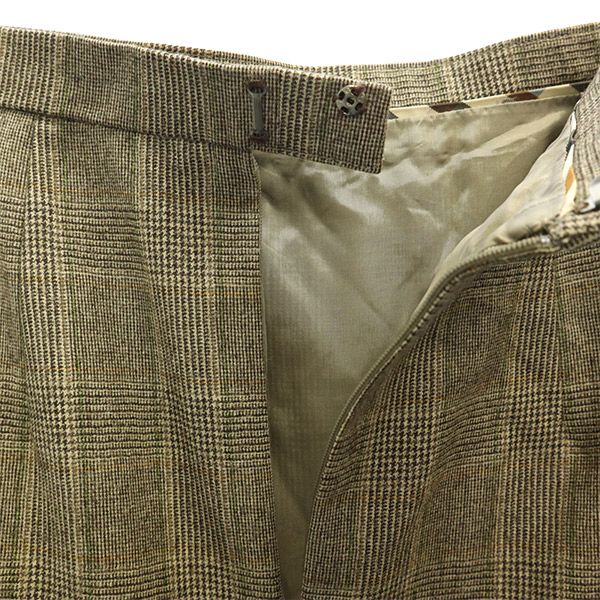 DAKS ダックス ウール チェック ミディ丈 タイトスカート 42 ブラウン系 レディース