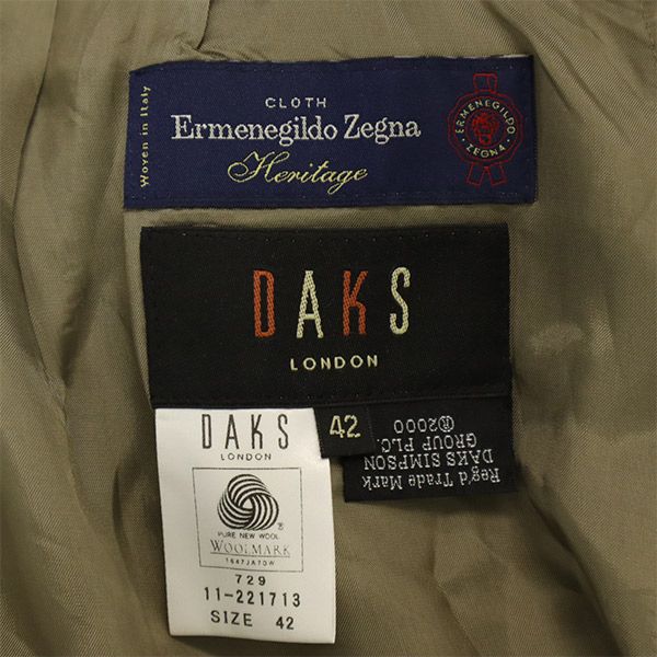 DAKS ダックス ウール チェック ミディ丈 タイトスカート 42 ブラウン系 レディース