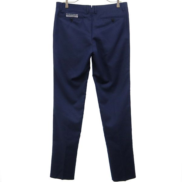 未使用 NO ID. ノーアイディ ウールブレンド 総柄 スラックスパンツ 3 ネイビー系 メンズ