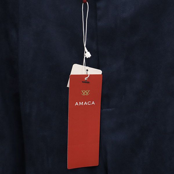 未使用 AMACA アマカ タック ワイドパンツ 40 ネイビー レディース