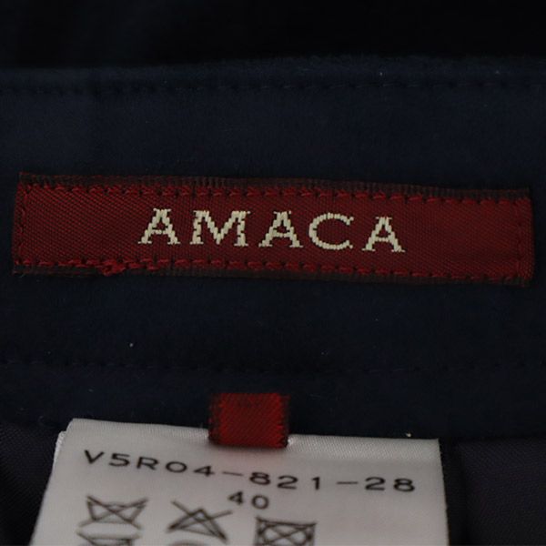 未使用 AMACA アマカ タック ワイドパンツ 40 ネイビー レディース