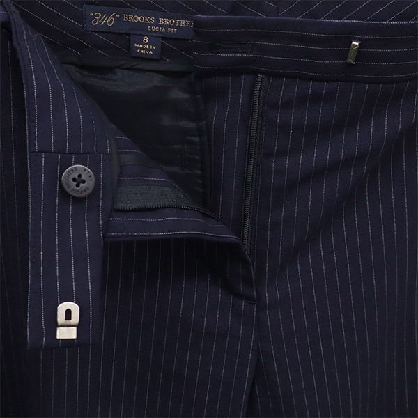 346 BROOKS BROTHERS 346 ブルックスブラザーズ ウールブレンド ストライプ スラックスパンツ 8 ネイビー レディース
