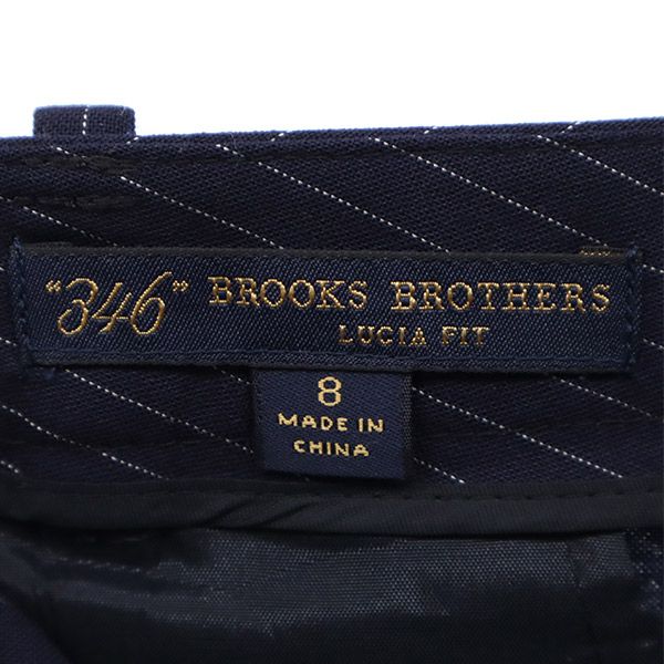 346 BROOKS BROTHERS 346 ブルックスブラザーズ ウールブレンド ストライプ スラックスパンツ 8 ネイビー レディース