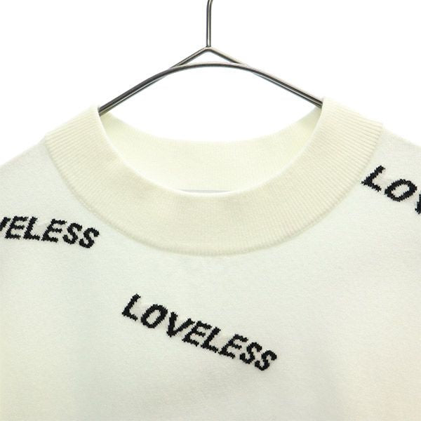 LOVELESS ラブレス 総柄 長袖 ニット 36 ホワイト×ブラック セーター レディース
