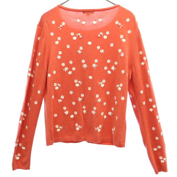 TOCCA トッカ 花柄 長袖 ニットカーディガン M ピンク×ホワイト レディース