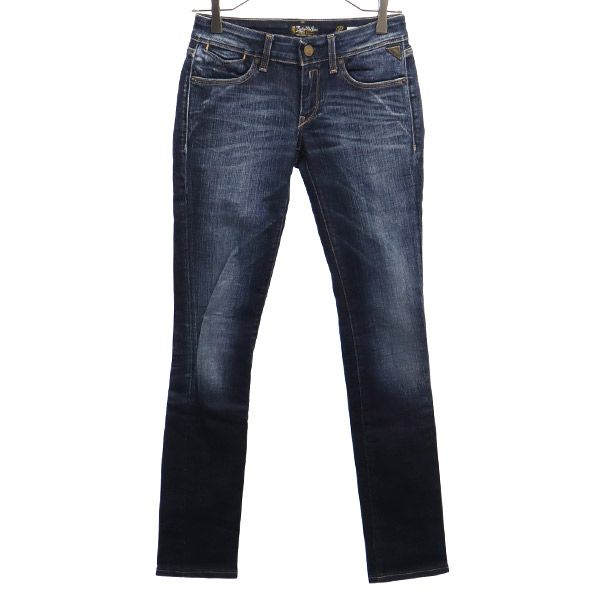 REPLAY リプレイ ワンポイントロゴ ストレートデニムパンツ W25 ブルー ジーパン レディース