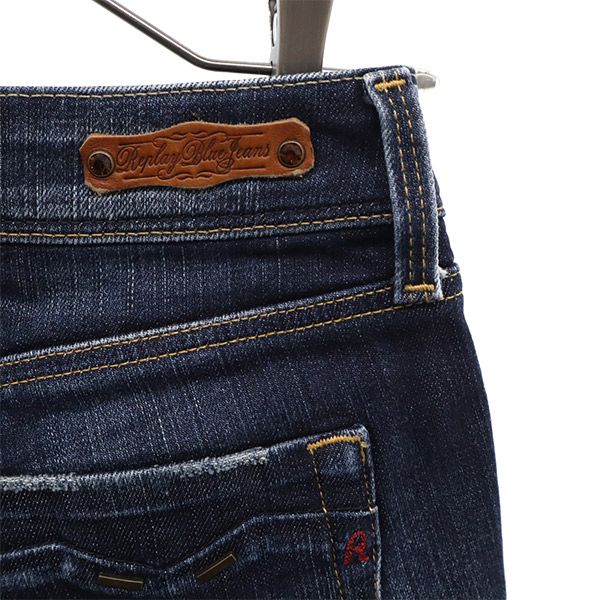 REPLAY リプレイ ワンポイントロゴ ストレートデニムパンツ W25 ブルー ジーパン レディース