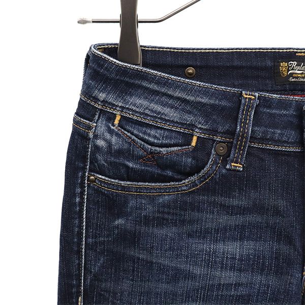 REPLAY リプレイ ワンポイントロゴ ストレートデニムパンツ W25 ブルー ジーパン レディース
