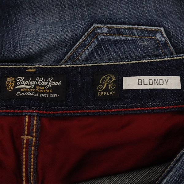 REPLAY リプレイ ワンポイントロゴ ストレートデニムパンツ W25 ブルー ジーパン レディース