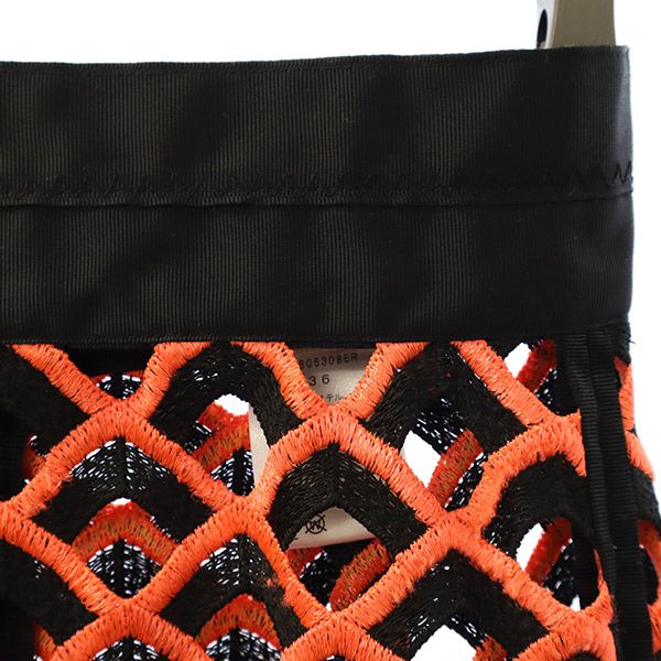 chaos カオス メッシュデザイン ミモレ丈 スカート 36 オレンジ系 レディース